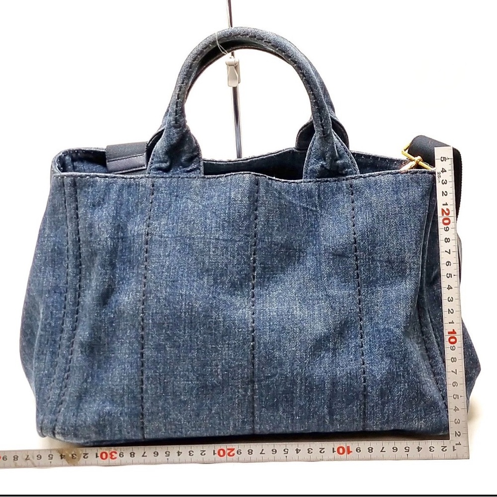 Prada Denim Blue Tote Bag with Black Strap - Picture 2 of 9